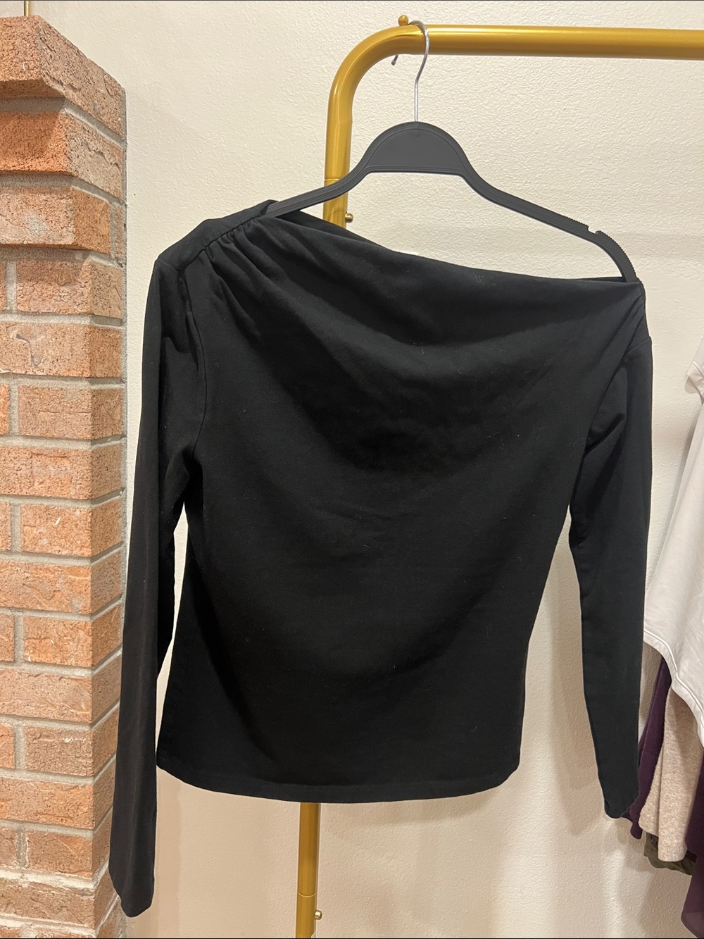 GAP Black Off-Shoulder Long Sleeve Top